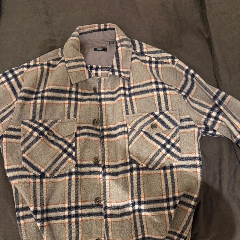 RDI Gray and Blue Plaid Shirt